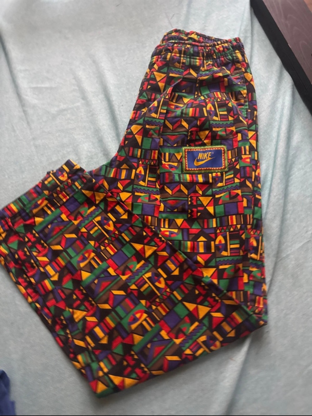 Nike Men’s Multicolor Geometric Print Sweatpants — Red, Green, Purple, Yellow
